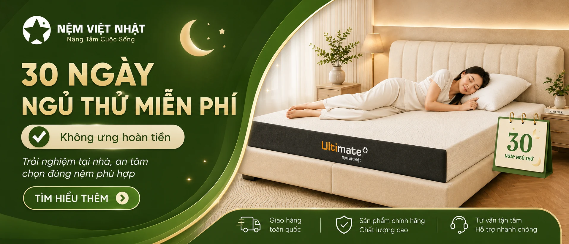 NỆM CAO SU THIÊN NHIÊN GIẢM ĐẾN 25% – banner 30 ngay ngu thu nen xanh toi uu web